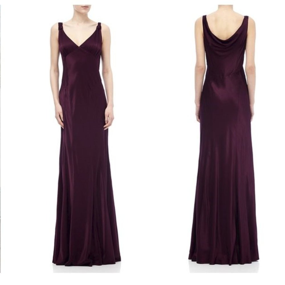 GHOST LONDON Vintage-Style Satin Evening Gown, Small, Slip Dress, Orchid/Plum